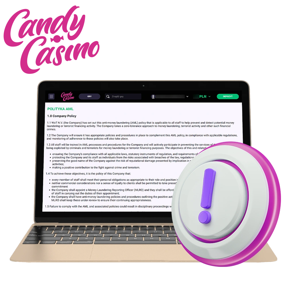 Polityka zerowej tolerancji Candy Casino dla prania brudnych pieniędzy.