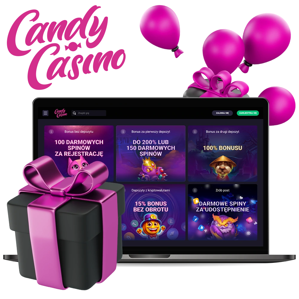 Bonusy i promocje oferowane przez Candy Casino.