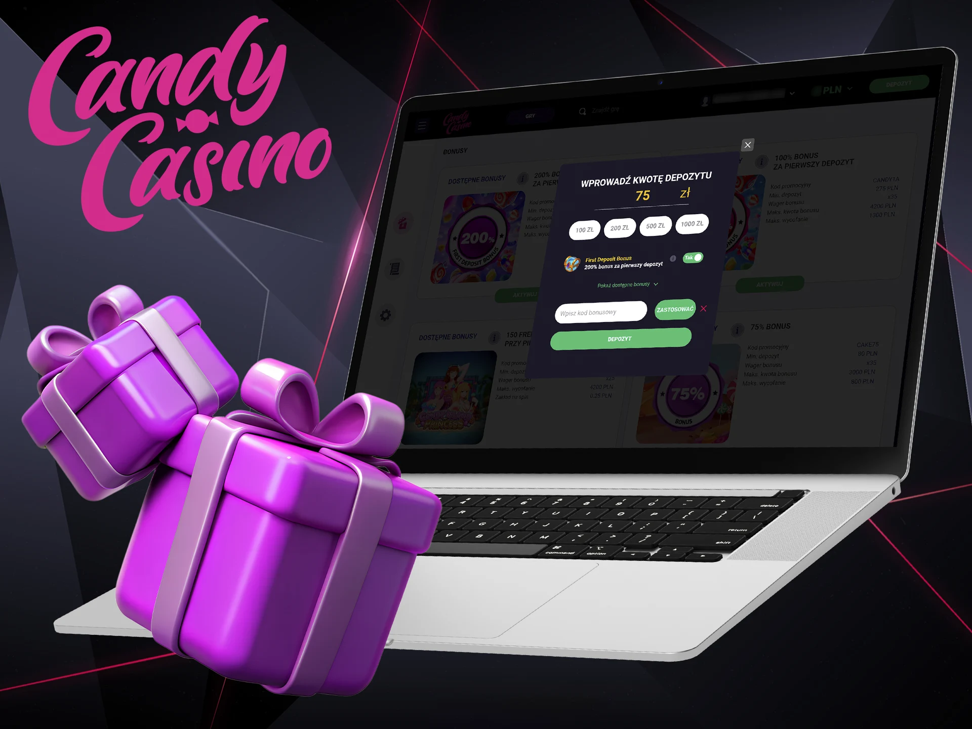 Użyj kodu promocyjnego i zdobądź bonusy w Candy Casino.