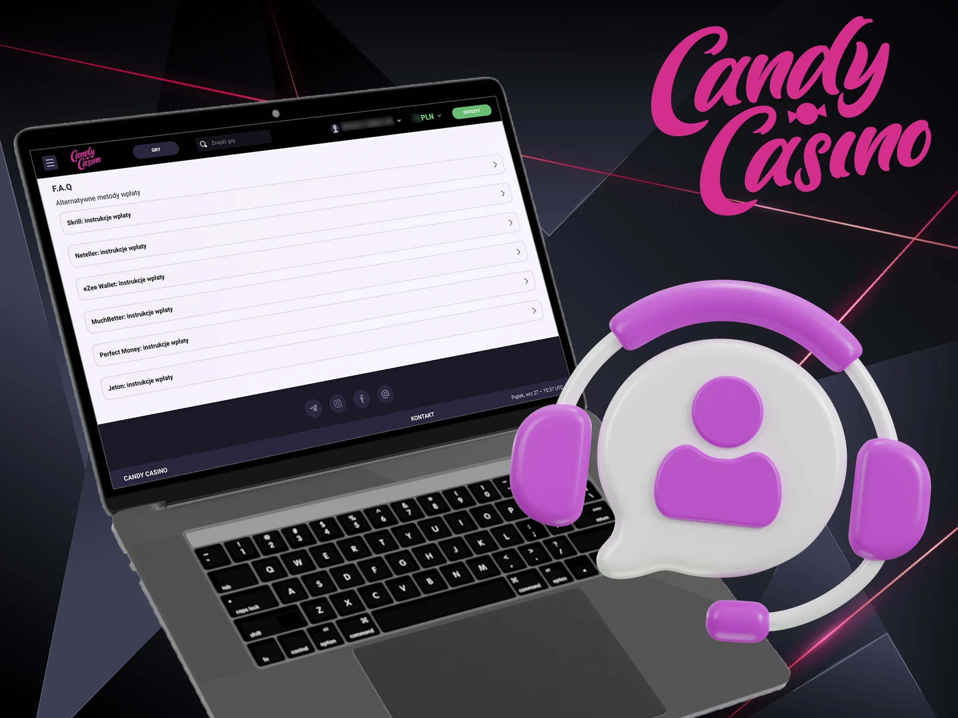 Candy Casino zapewnia obsługę klienta, aby pomóc graczom.